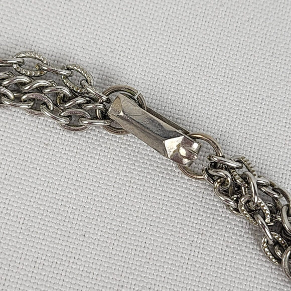 Vintage Silver Tone Pendant Fringe Chain Necklace - Picture 7 of 8